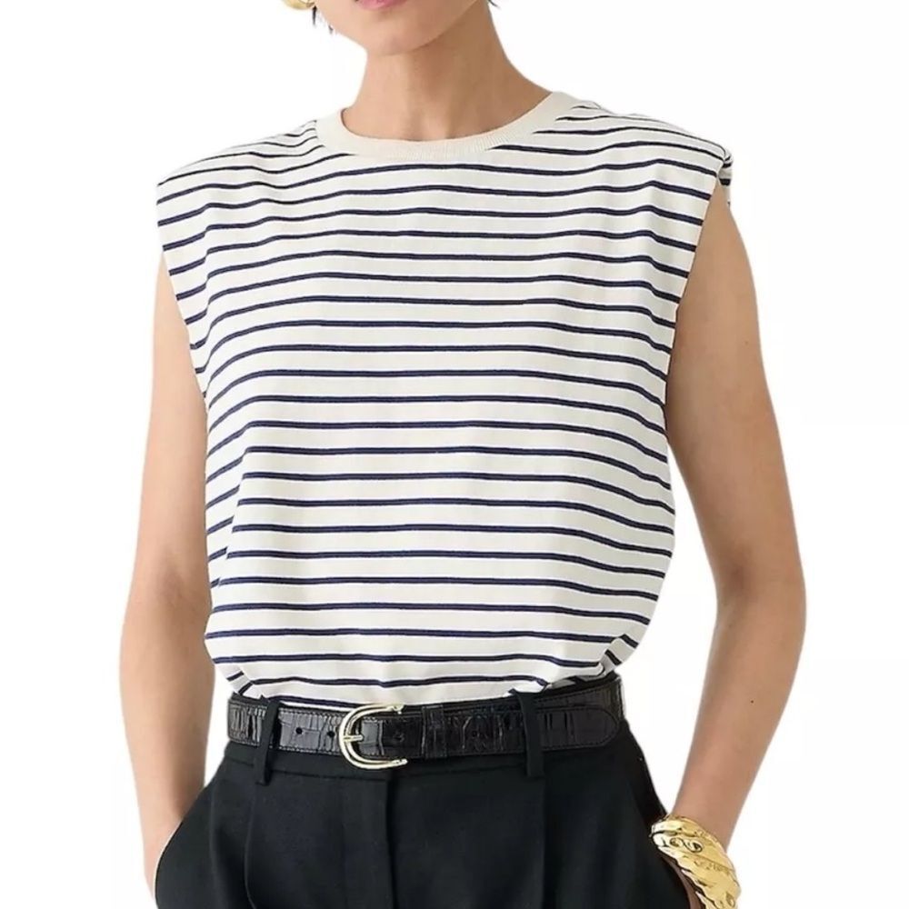 J. Crew Structured Muscle T-shirt Stripe Mariner Cotton Preppy Coastal Nautical